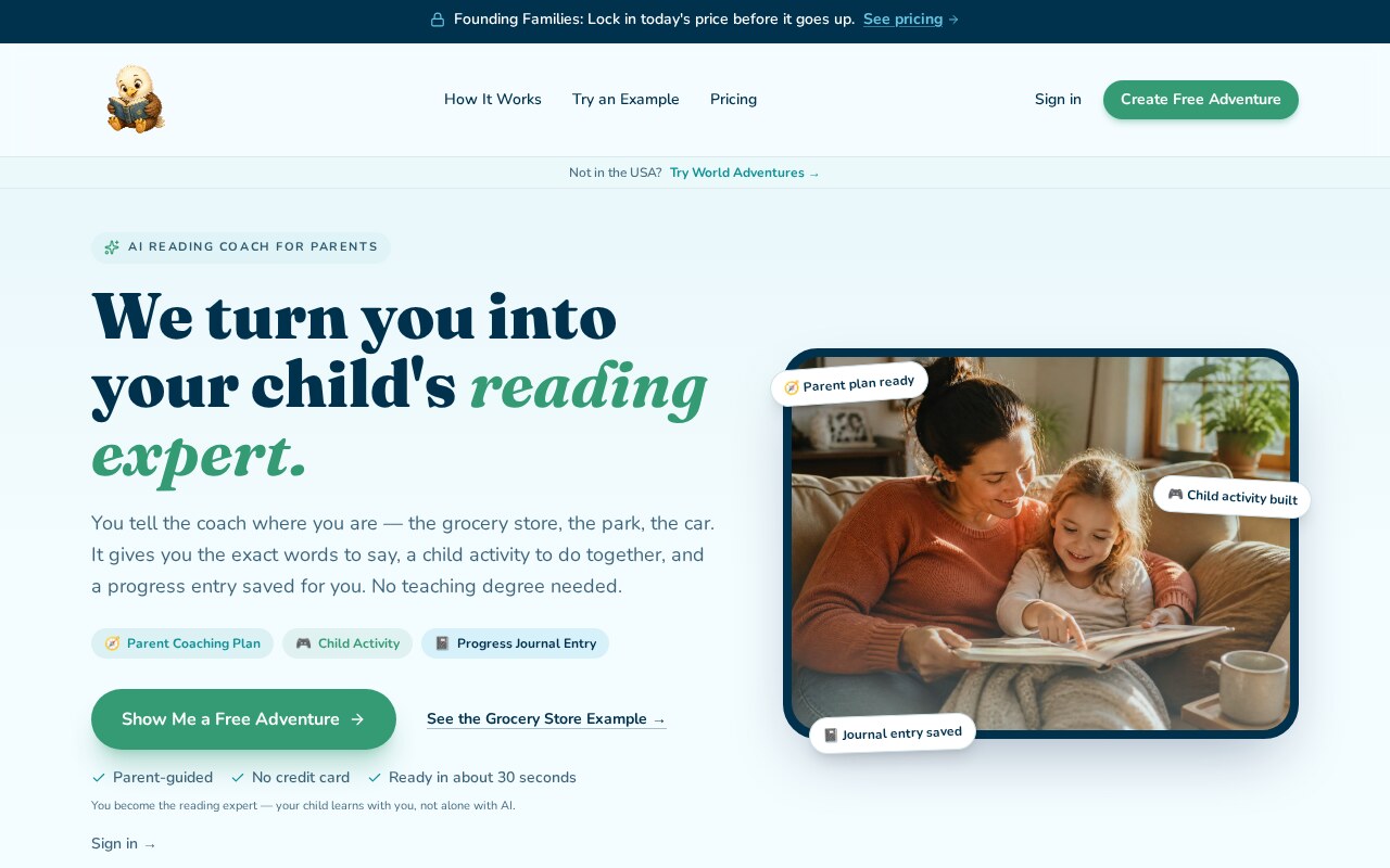 Screenshot of the Word Adventures USA website